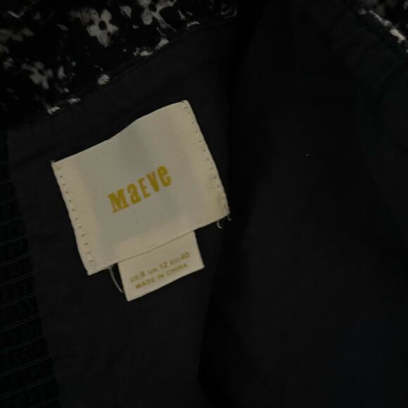 Maeve Anthropologie Lillianne Floral Eyelet Square Neck Mini Dress Black Size 8 - Picture 4 of 7